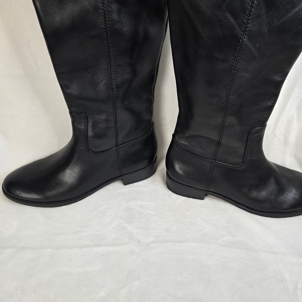 INC International Concepts Fawne Black Leather Tall Riding Boots Womens 9.5M - Picture 4 of 13